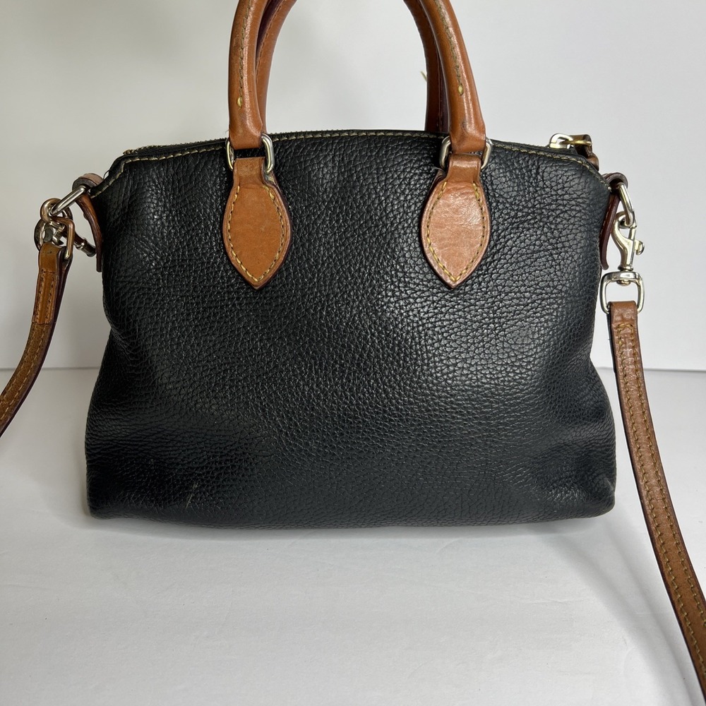 Dooney & Bourke Dillen Crossbody Satchel Hand Bag Pebbled Black Brown Leather - Picture 5 of 16